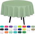 QIKSION Sage Green Round Tablecloth 6 Pack, 84 Inch Plastic Table Cover by QIKSION