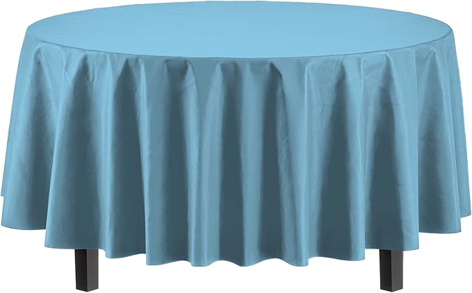 Exquisite 12-Pack Premium Plastic Tablecloth 84in. Round Table Cover - Image 2