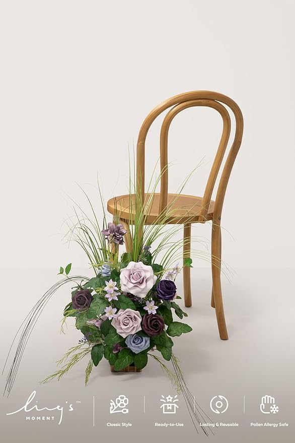 Ling's moment 17.5" Tall Standing Artificial Flowers Arrangements 4 pcs Wedding - Image 2