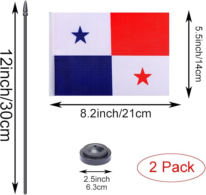 WXTWK 2 Pack Panama Flag Panama Deluxe Desk Flag Set - Image 2