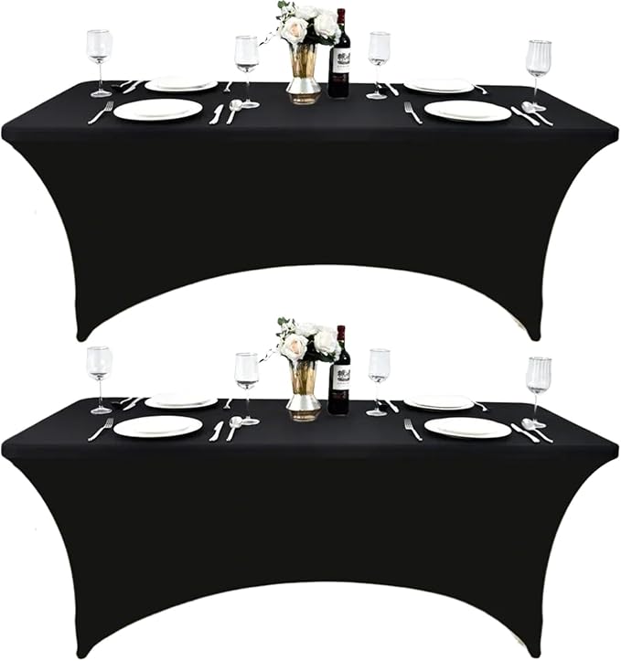 2-Pack 4ft Black Spandex Table Covers by Unknown