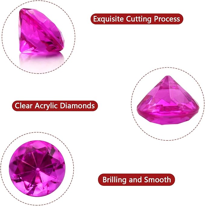 100 PCS Acrylic Diamond Gems, Rose Color Acrylic Diamonds Vase Filler 1 Inch - Image 3