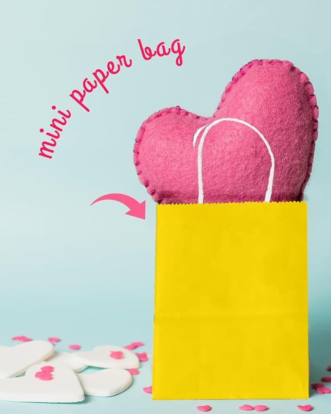 Bakepacker 100 Pcs Bright Yellow Mini Paper Gift Bags - Image 6