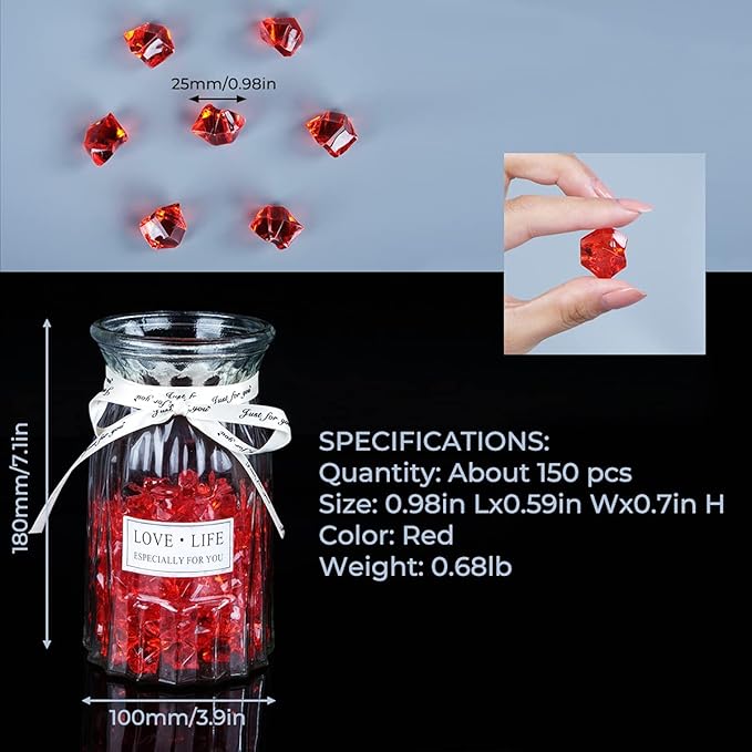 Acrylic Crushed Ice Rocks, Babenest 150 PCS Fake Crystals Plastic Ice Cubes - Image 4