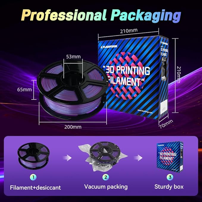 FLASHFORGE Chameleon Gradient Rapid PLA Filament Blue & Pink, High Flow Speedy - Image 6