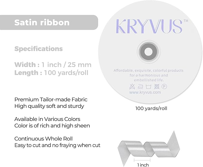 Silver Satin Ribbon 1 inch X Continuous 100 Yards, Single Face Polyester Ribbon - Image 3