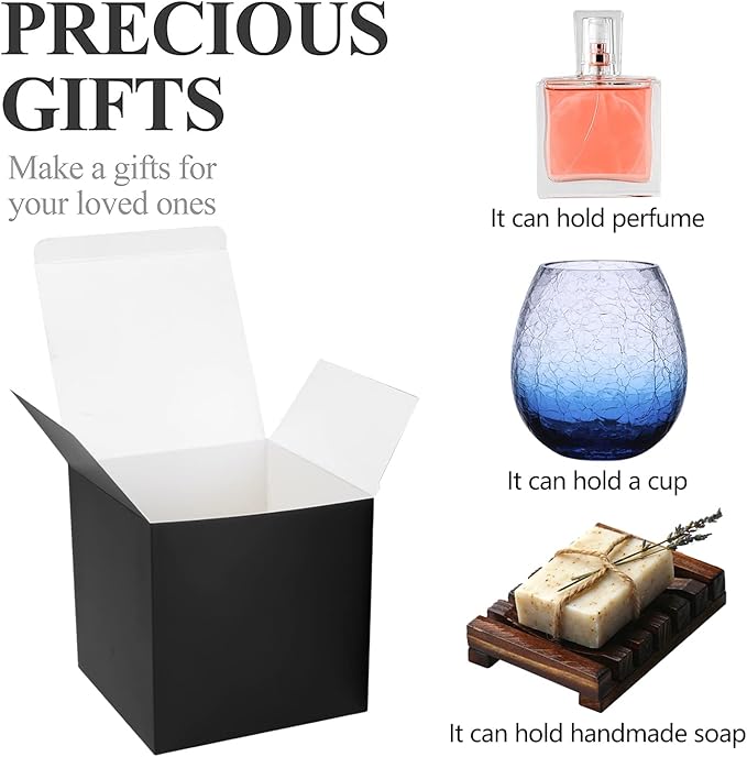 COTOPHER Small Gift Boxes 25 Pack 5x5x5 inches Black Gift Boxes - Image 2