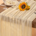 Beige Cheesecloth Table Runner Fall Table Runner 120 Inches Boho Gauze Cream by DeZerlor