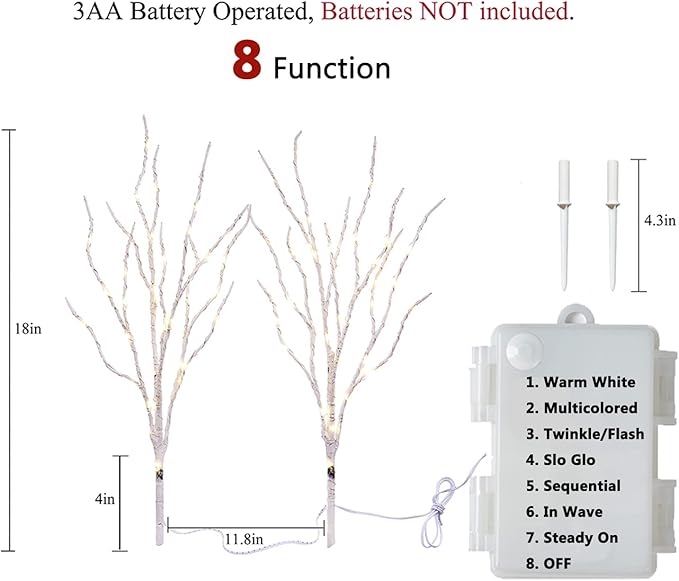Hairui Lighted Birch Branches Battery Operated 70L 18IN Warm White and Multi - Image 2