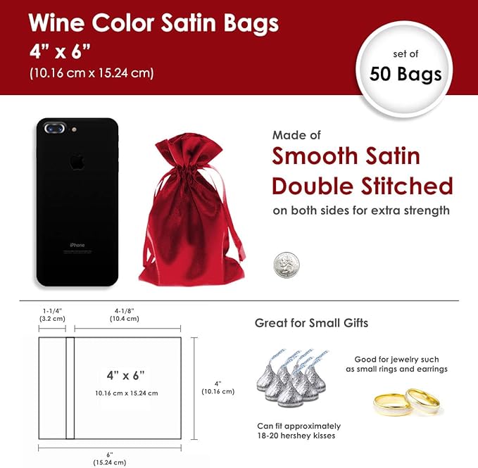 4" x 6" Satin Gift Bags - Image 4