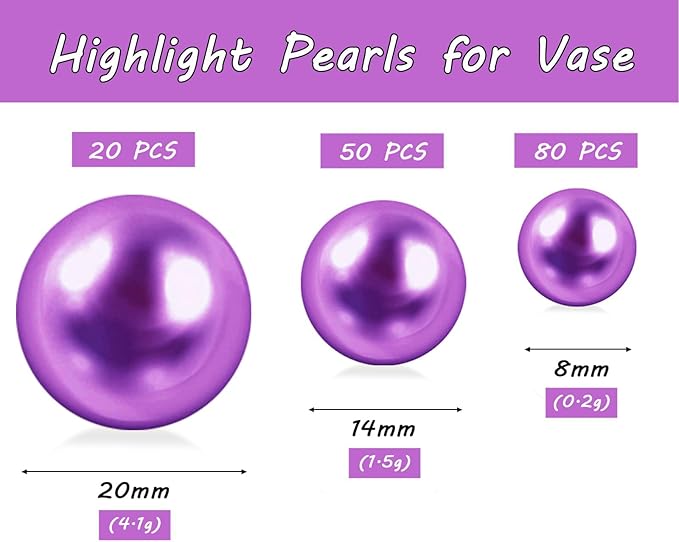 150Pcs Purple Polished No Hole Faux Pearl Beads - Image 3