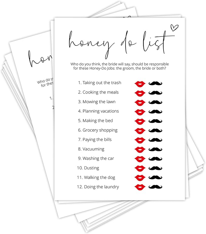 Bridal Shower Games, Honey Do List, Wedding Shower Games by Tsunerrorami
