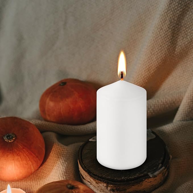 20-Pack 2 x 4 Long Burning Unscented White Tall Pillar Candles - Image 7