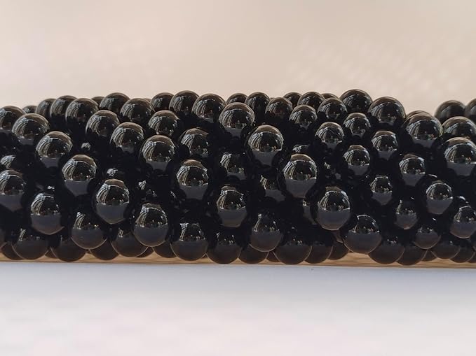 Stone Beads 6mm 140pcs Black Agate Beads Round Loose Gemstones Beads - Image 3