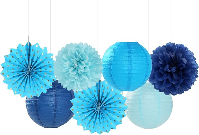 Light-Royal Navy-Blue White Party-Decorations Streamers - Image 4
