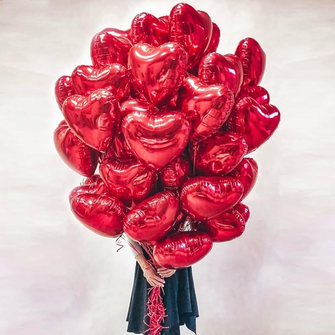 20 pcs Red Heart Balloons, 18 inch Heart Shaped Balloon foil Love Balloon - Image 4