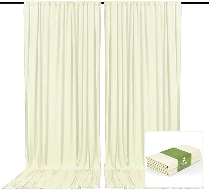 2 Panels Cream Backdrop Curtain, 10 x 10 Feet Background Curtains by Zankubom