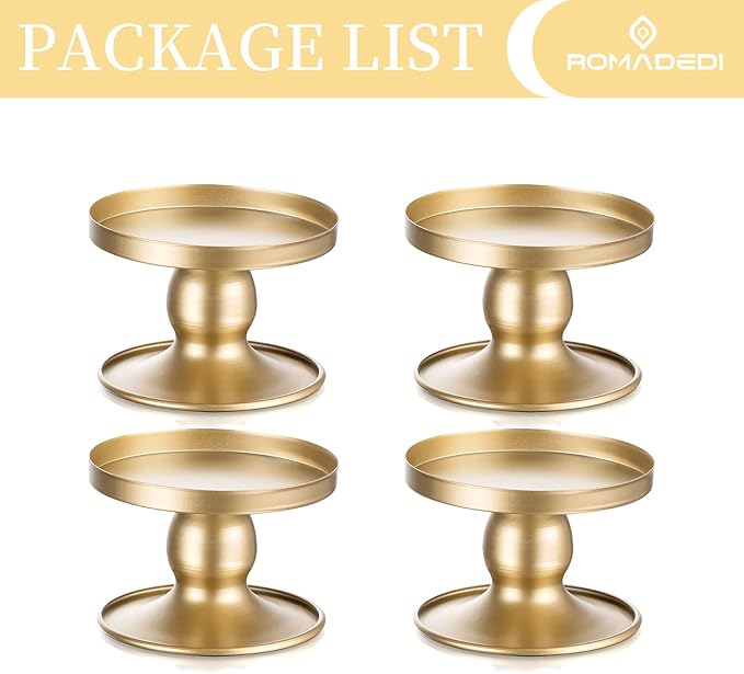Candle Holders for Pillar Candles, Romadedi Gold Pillar & Taper Candle Holder - Image 6