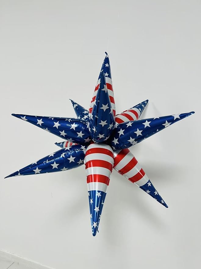 3pcs 26inch 3D July Fourth Explosion Star foil balloon, American Flag theme - Image 5