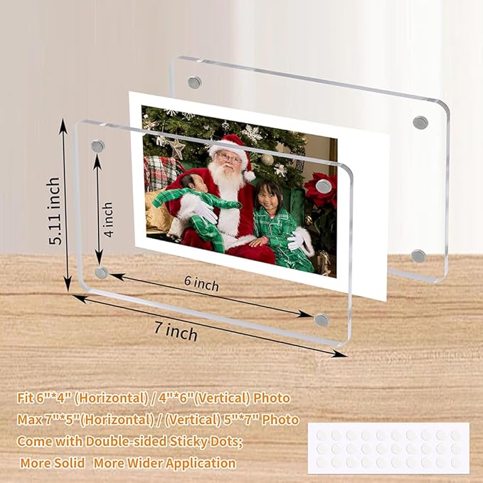 4x6 Acrylic Magnetic Picture Frames Refrigerator, 6 Pack - Image 2