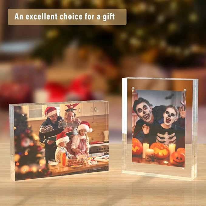 HELPLEX 5 Pack 6x8 Acrylic Picture Frames, 20mm Thicker Frameless Clear Double - Image 6
