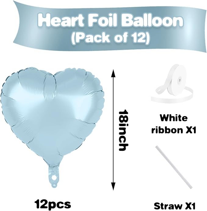 Baby Blue Heart Balloons - Image 2