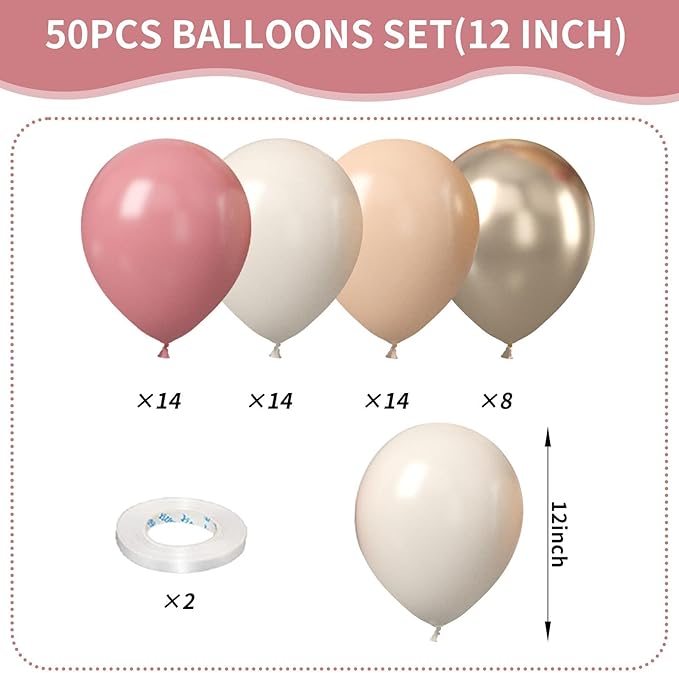 Dusty Pink White Balloons - Image 2