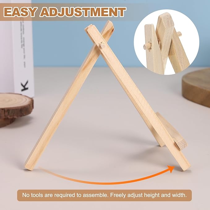 MECCANIXITY Mini Wood Display Easels, 5.9"x3.1"A-Frame Painting Tabletop Easels - Image 4