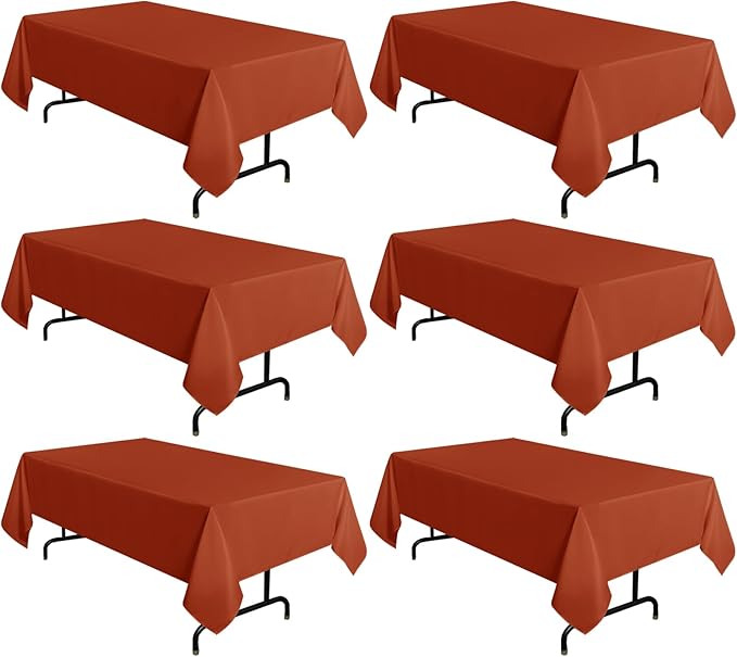 sancua 6 Pack Rust Tablecloth 60 x 102 Inch, Rectangle Thanksgiving Burnt by sancua