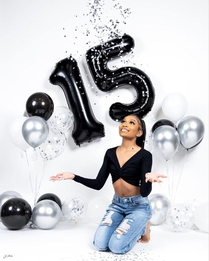 40 Inch Black Number Balloon 0-9, Big Size Happy Birthday Balloon, Foil Helium - Image 5