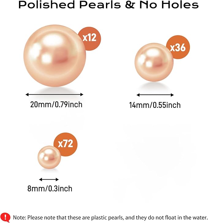 120 PCS 8/14/20mm No Hole Polish Pearl Beads - Image 2