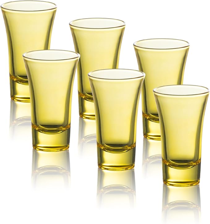 M&N HOME Yellow Shot Glass Set, 2 Oz Set of 6 Colored Shot Glasses, Whiskey by MNHOME