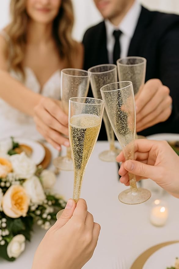 Oojami 90 Plastic 6.5 oz Disposable Champagne Flutes Ideal - Image 3