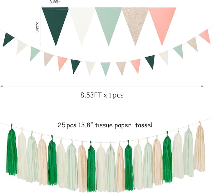 Olive-Sage Green Champagne-Gold Party Decorations - Image 2