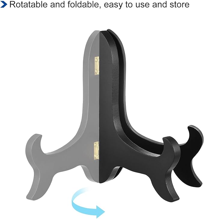 uxcell 7" Easel Plate Holder, Wooden Folding Display Stand Black - Image 4
