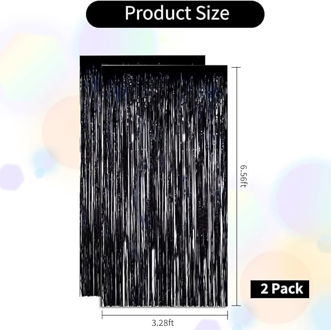 BEISHIDA 2 Pack Foil Fringe Curtain, Photo Backdrop Streamer Curtain - Image 2