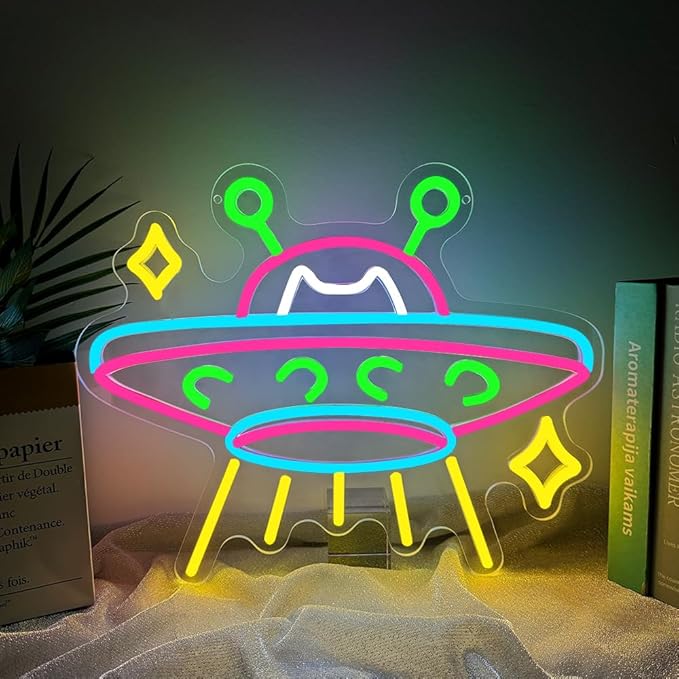 UFO Neon Sign, Cat Dimmable LED Light Signs - Image 4