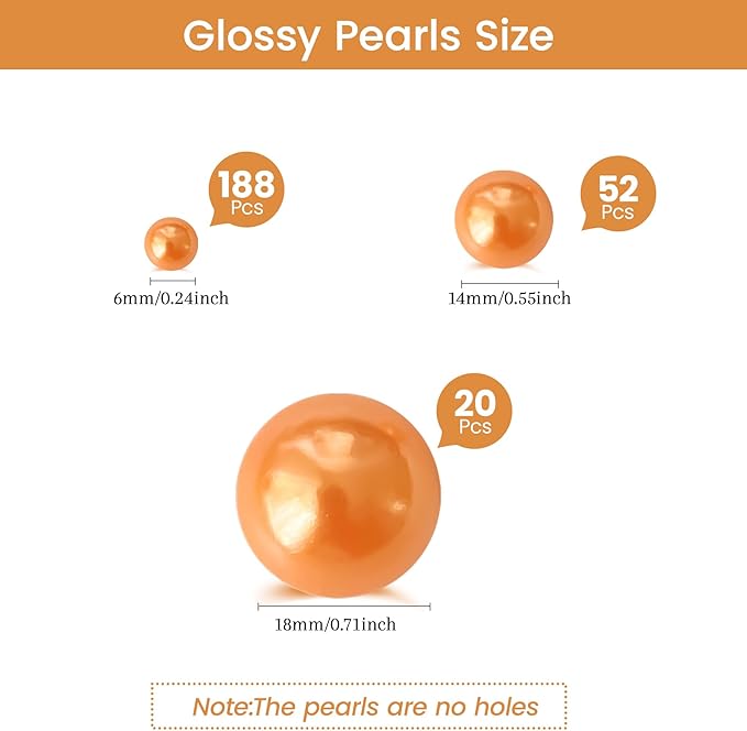260Pcs Pumpkin Glossy Beads for Centerpiece Decor, Artifical Pearls Pumpkin - Image 2