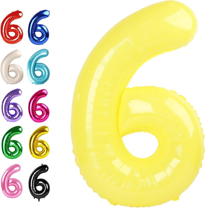 Number Balloon 6 Yellow Macaron by Upgesy
