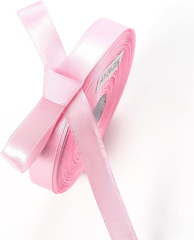 1/2 Inch Pink Satin Ribbon 50 Yards Solid Fabric Ribbons by Celadora