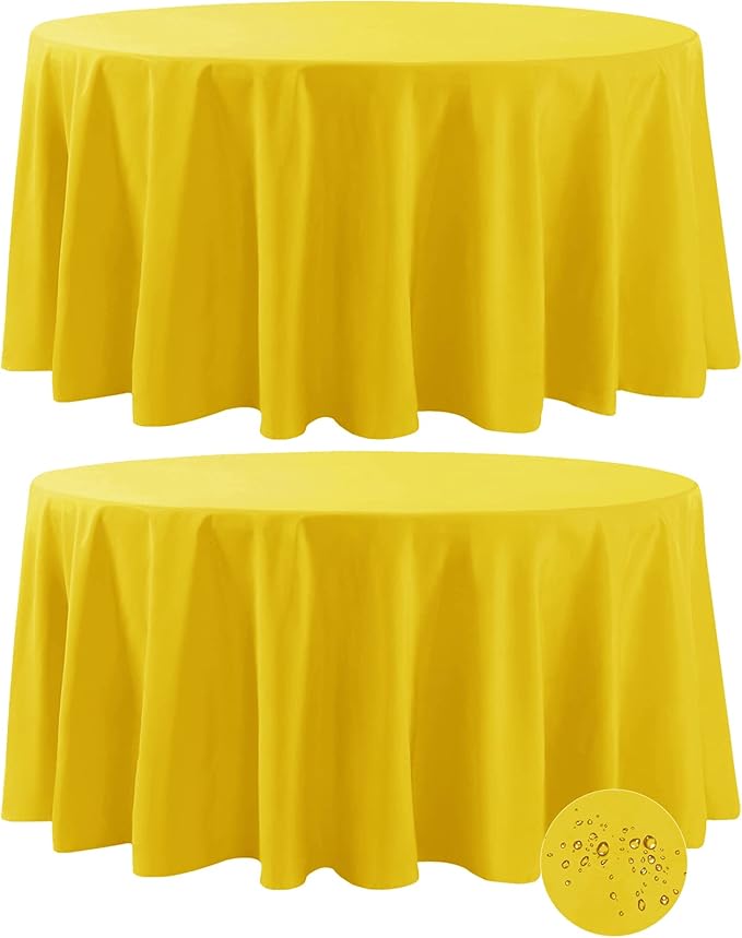 Fokitut 2 Pack Waterproof Round Tablecloth, 132 Inch, Stain Resistant and by BalsaCircle