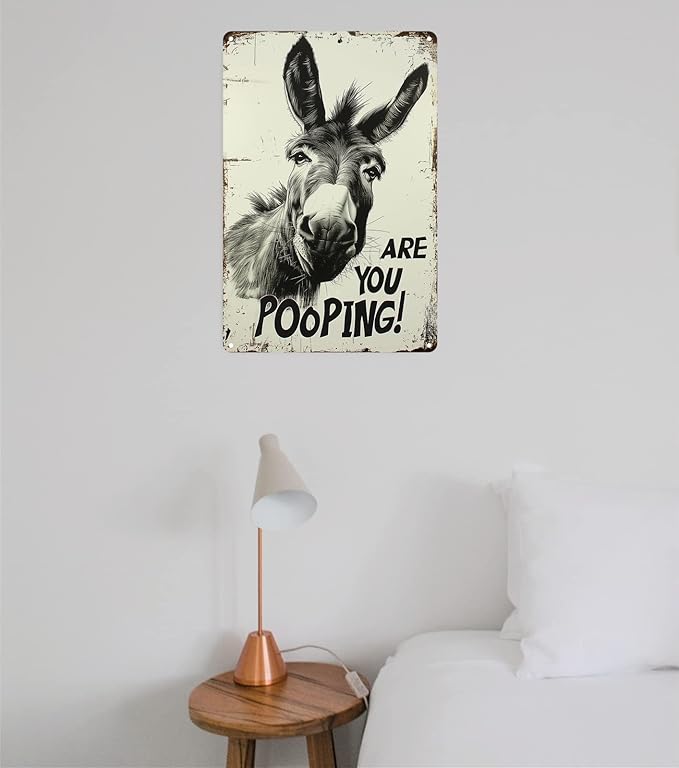 Funny Donkey "Are You Pooping?" Tin Sign - Image 4