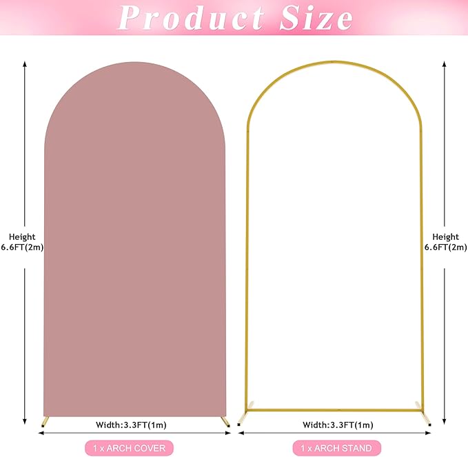 Wokceer 6.6 FT Wedding Arch Stand and Arch Cover, Metal Arch Stand - Image 2