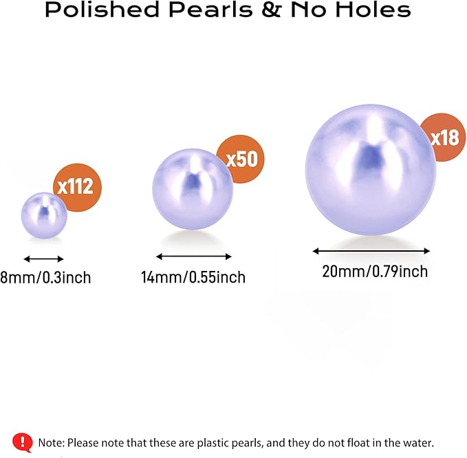 180 PCS Light Purple Beads for Centerpieces Vases, No Hole Polished Pearl - Image 2