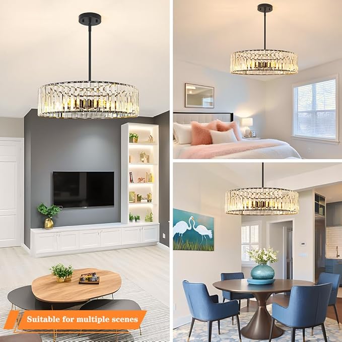 Modern Crystal Chandelier, 6-light Dinning Room Light Fixture, Round Pendant - Image 5