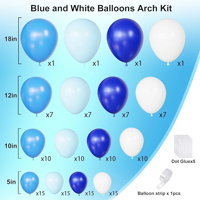 Blue and White Balloons Garland Arch Kit, Graduation Party Decorations - Image 2