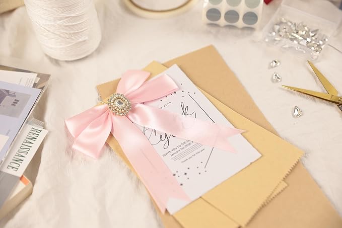 Baby Pink Satin Ribbon 1 inch X Continuous 50 Yards, Single Face Polyester - Image 7