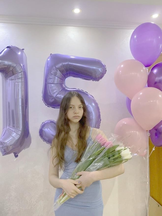Large Lavender 40 Inch Birthday Number 5 Balloon, Lilac Five 5th 15 25 35 50 55 - Image 4