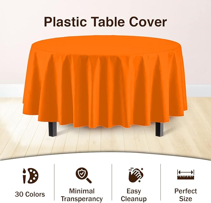 Exquisite 12-Pack Premium Plastic 84-Inch Round Tablecloth - Image 3