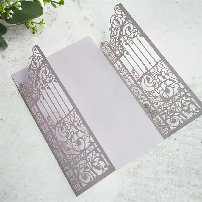 MillaSaw Lavender Laser Cut Wedding Invitations Gate invite Folder - Image 4